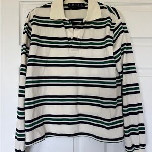 Lioness Striped Rugby Polo in Cream, Navy & Forest Green